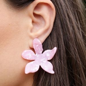 pink statement earrings